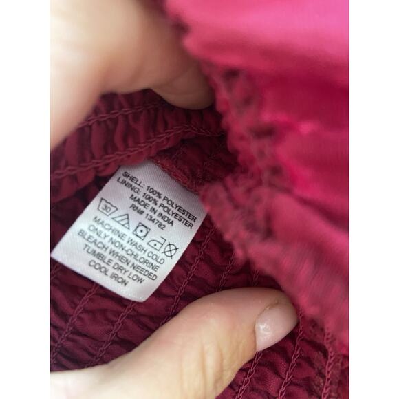 Women's Hint of Blush Peasant Crop Top Medium Burgundy Long Sleeve Romantic - Picture 4 of 6